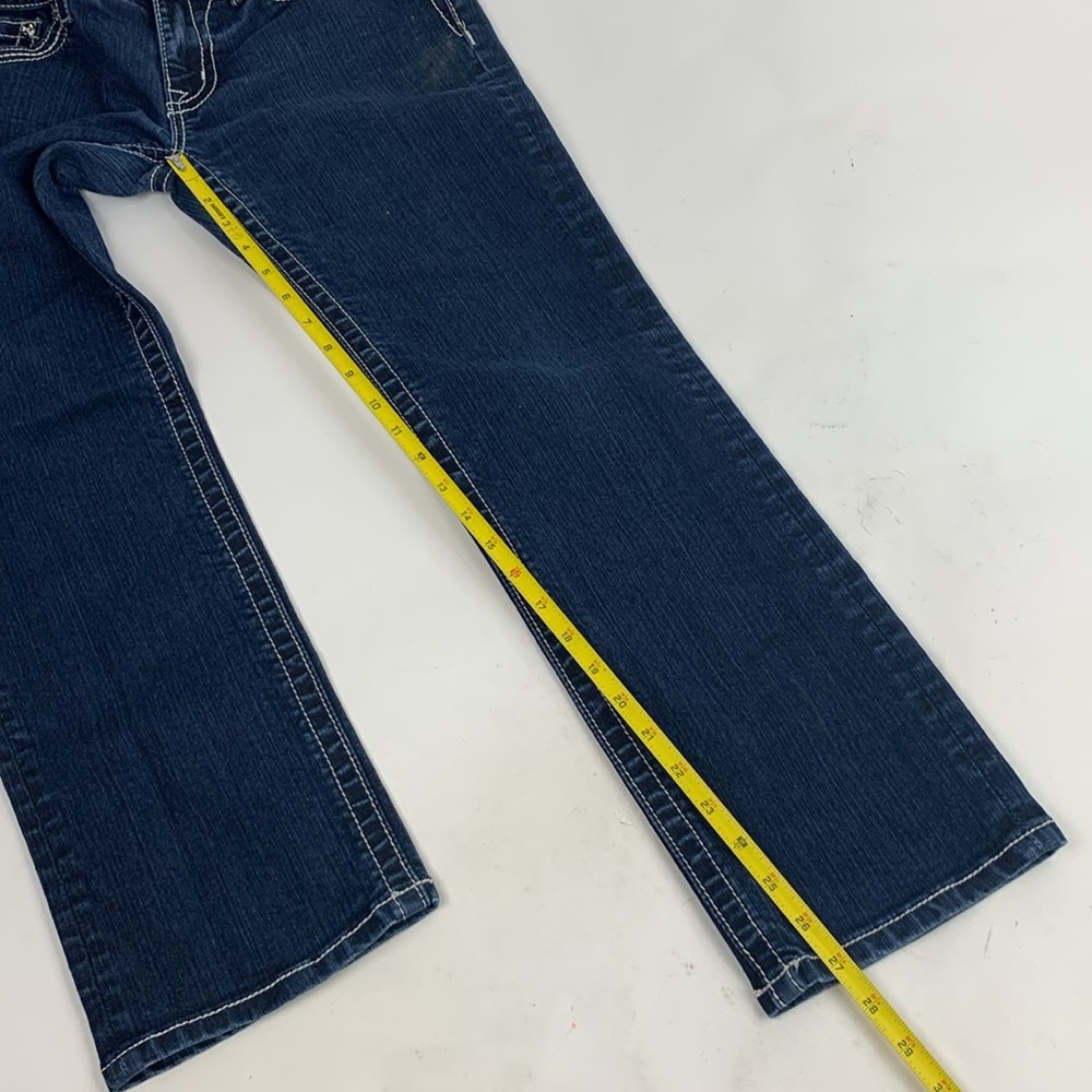 Miss Me Straight Jeans Med dark wash denim stretch Flap bling stud pockets - Picture 10 of 14